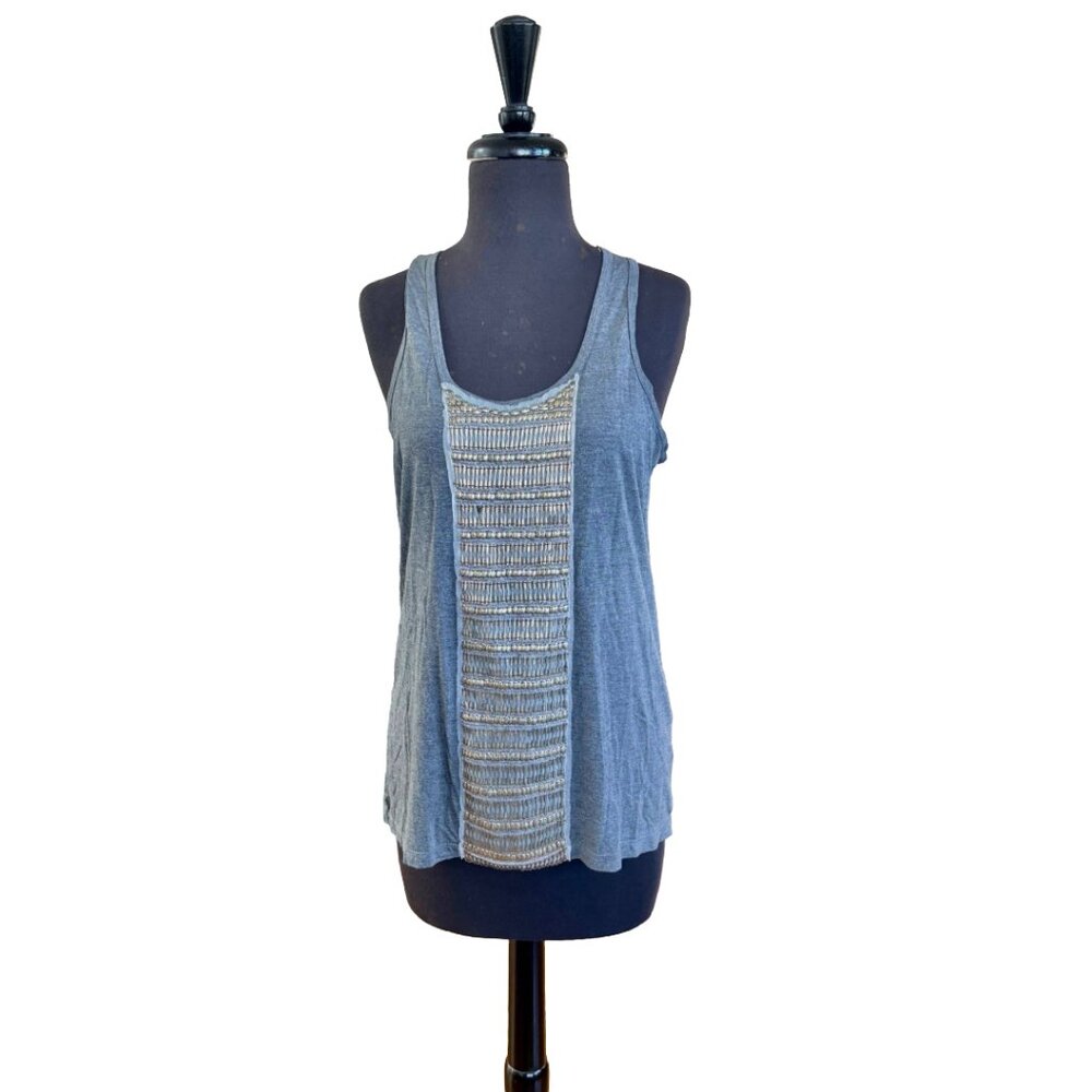 Haute Hippie Gray Racerback Tank w/ Gold Embellishment Size M